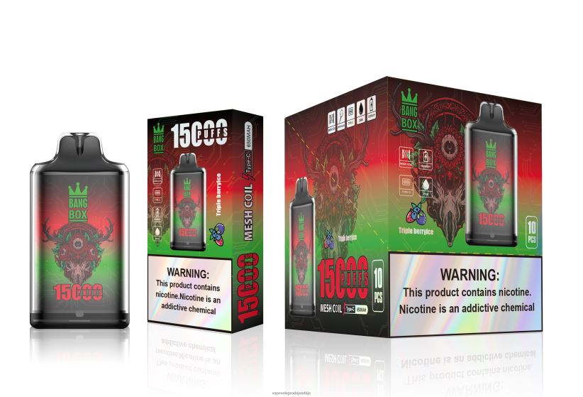 Bang Box с1-15000 пуффс 20HXT4104 - Vape Cigareta Cena троструки бобичасти лед