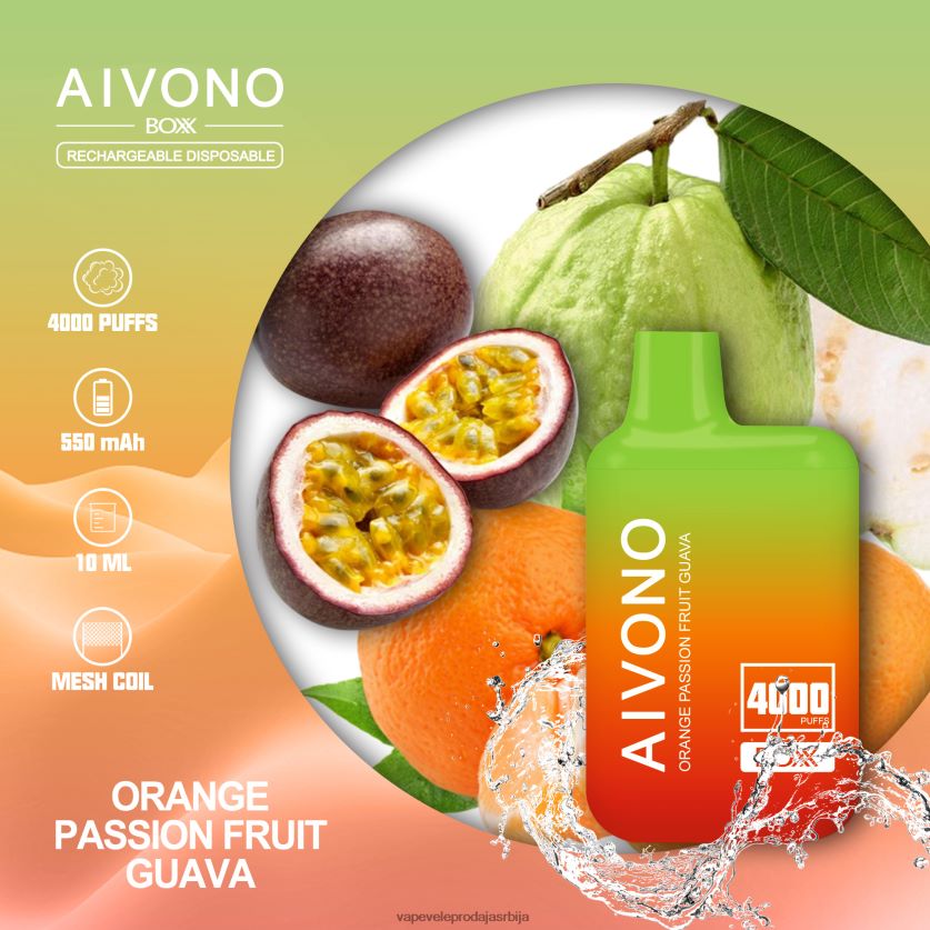 Aivono AIM BOXX 4000 наранџаста маракује гуава - 84T88D212 Vape Shop Valjevo