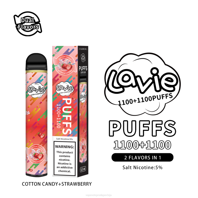 LAVIE BAR Switch 2200 пуффс 68H8293 | Vape Cigarete Cena шећерна вата/јагода